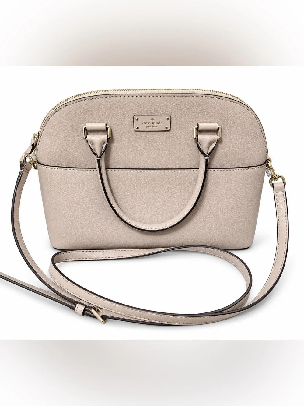 kate spade new york blush beige pebbled leather dome satchel crossbody bag